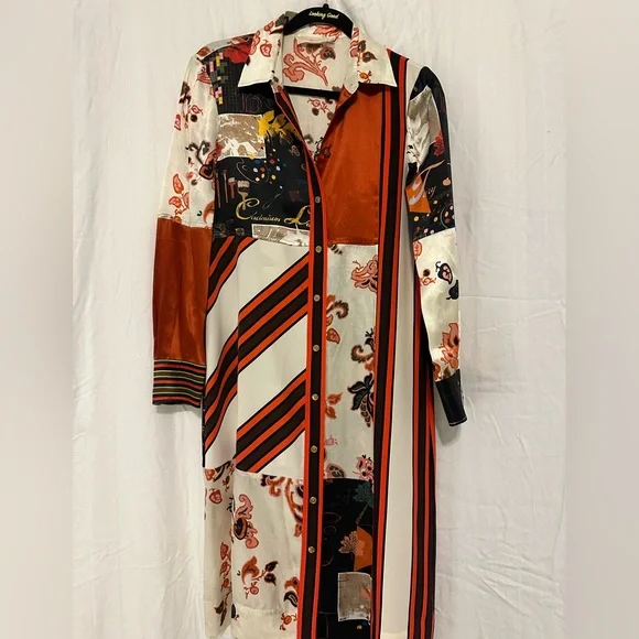 Tory Burch patchwork silk midi dress - Picture 4 of 9